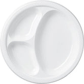 Elegant White 10.25" Divided Plastic Plates - 20 Count